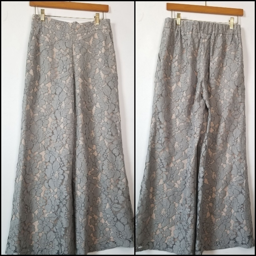 ANTHROPOLOGIE Feather Bone Lace Wide Leg Pants XS. - Picture 4 of 8